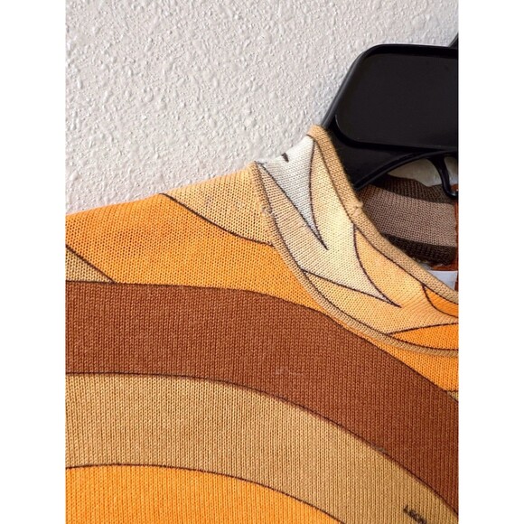 VTG Leonard Paris Geometric Knit Top Large Bergdorf Goodman Yellow Brown AS IS - Picture 4 of 11